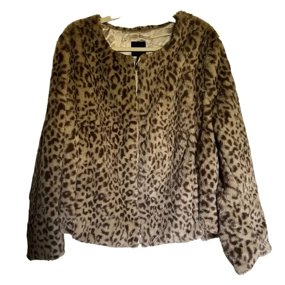 NWT Lane Bryant Leopard Print Faux Fur Jacket Coat Plus Size 22/24 - Picture 2 of 12